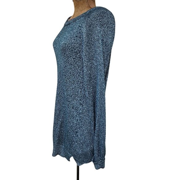 Cupio Sweater Womens Size L Teal Shimmer Pullover Knit Long Sleeve Top - Picture 2 of 11